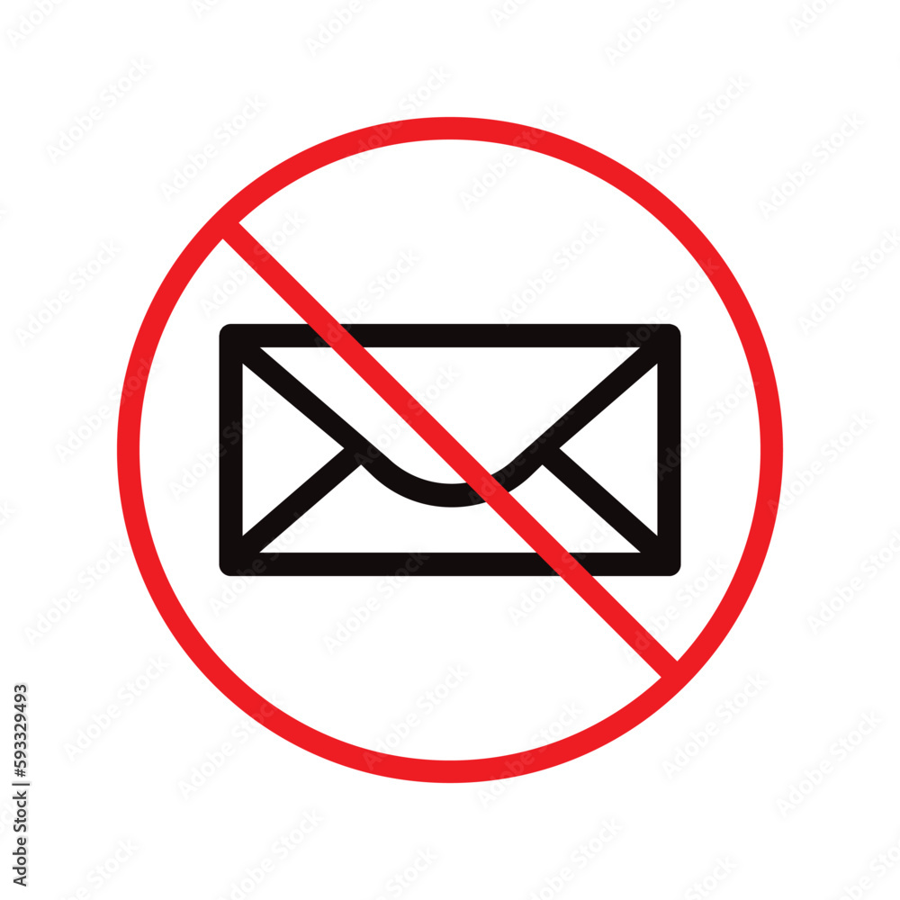Poster forbidden mailing vector icon. do not send message flat sign design. prohibited envelope vector icon