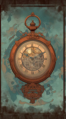 Fototapeta na wymiar illustration of antique clock on the wall