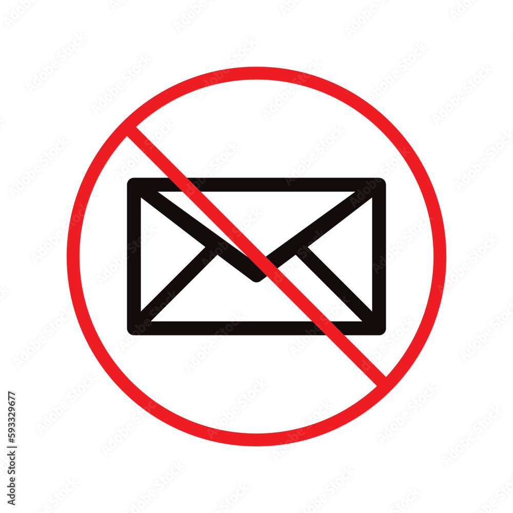 Aufkleber forbidden mailing vector icon. do not send message flat sign design. prohibited envelope vector icon