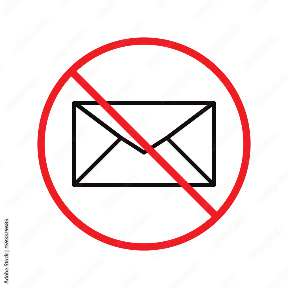 Aufkleber forbidden mailing vector icon. do not send message flat sign design. prohibited envelope vector icon
