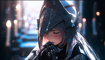 anime cartoon girl knight