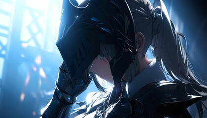 anime cartoon girl knight