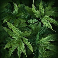 Fototapeta na wymiar Pattern of green fern leaves. Floral background. The texture of the leaves. Generative AI content.
