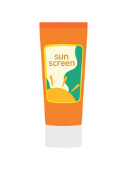 Sunscreen in Cute Tube Icon Vector Illustration Skincare for Summer in Beach Vacation