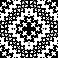  White background with abstract shapes. Black and white texture. Seamless monochrome repeating pattern  for decor, fabric or cloth.