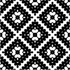  White background with abstract shapes. Black and white texture. Seamless monochrome repeating pattern  for decor, fabric or cloth.