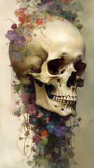 illustration of human skull in abstract form