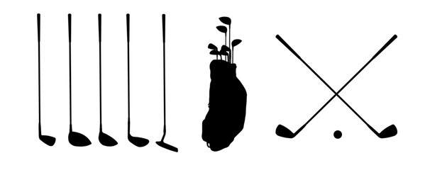  set of golf club silhouettes