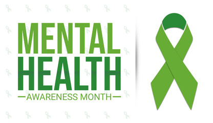Mental Health Awareness Month Background Illustration with ribbon and typography