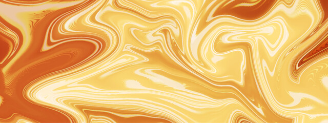 Abstract orange and chocolate luxury smooth liquid background.  Liquid marbling paint background. liquid oil marble Light orange, yellow color graphic. orange seamless liquid and fluid paint art.
