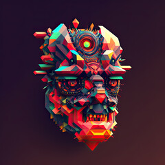 a colourful devilish mask 02, created with AI