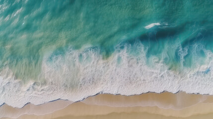 Aerial View of Serene Beach and Ocean Waves