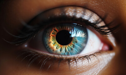 Fototapeta premium PROMER PLANO DE OJOS INTERRACIALES ilustraciones de IA generativas. 