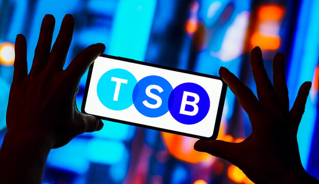 April 16, 2023, Brazil. In this photo illustration, the TSB Bank logo is displayed on a smartphone screen.