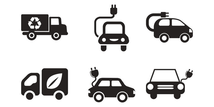 electric car set icon. vector illustration. flat design
