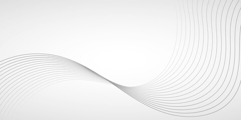 Abstract white and gray gradient background with wavy lines. Wave background with space for text. Vector illustration