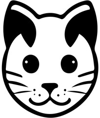 Cat head vector logo design in black and white, silhouette illustration of kitten 