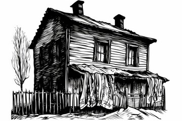 On the inside of a radiator is a scarf-wrapped home model. a wonderful 2D drawing. Generative AI