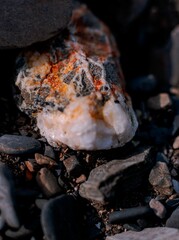 Closeup view of a quartz vein on a rock