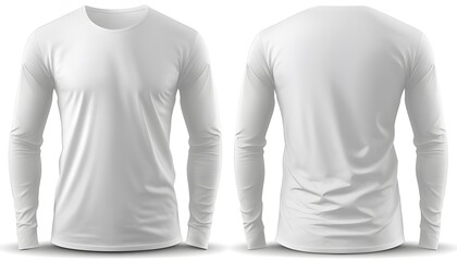 Photo of a white long-sleeved shirt on a blank background, perfect for showcasing designs created with Generative AI technology