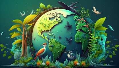 Obraz na płótnie Canvas World Environment Day, Importance of protecting nature. Environment World Earth Day, Generative Ai