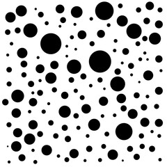 Background of black dots of different sizes on a white background
