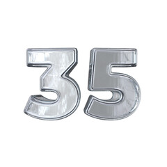 Number 35 3D rendering transparent background