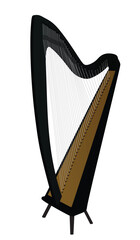 Obraz premium Black ancient harp. vector illustration