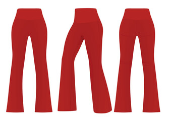 Red  flared loose pants. vector