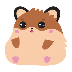 Kawaii hamster on white background. Cartoon animal. Cute pet. Chibi drawing style. Vector illustration.