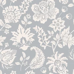 Gordijnen Seamless floral pattern. Climbing flowers wallpaper. Stylised plants, monochrome background. Design for wrapping paper, textile, fabric, wedding invitations, cover phone, web, rug, carpet. © sunny_lion