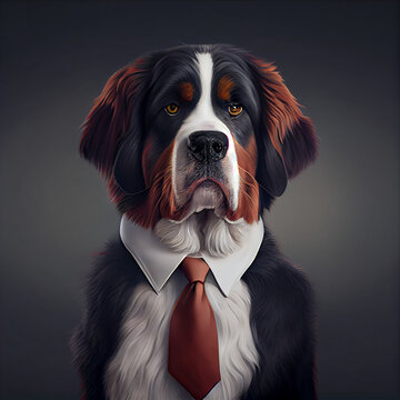 Aidi Dog Wearing a suite Portrait NFT Art