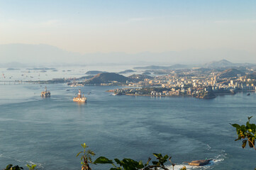 Detail of the city of Rio de janeiro in Brazil seen from the famous sugar loaf mountain