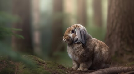 Serene Mini Lop Bunny in a Forest