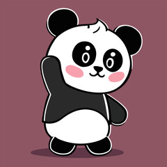 Cute mascot for a birthday panda, the panda is carrying a gift, flat cartoon design for cute animals. Suitable for landing page, cards, books design