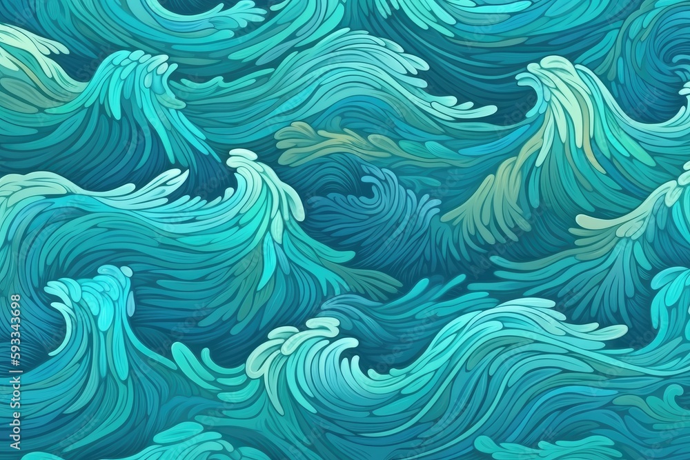 Poster seawater with a seamless pattern of turquoise. generative ai