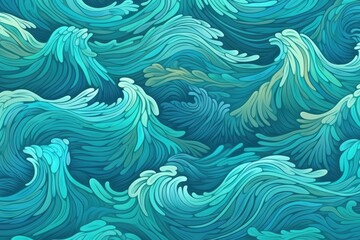 Seawater with a Seamless Pattern of Turquoise. Generative AI