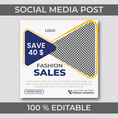 Fashion Sale Social Media Post Design Template	
