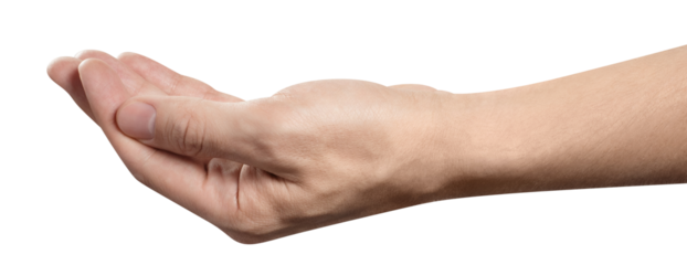 Open male hand, cut out