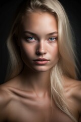 Fototapeta premium Portrait of young swedish girl with blonde hair. Designed using generative ai