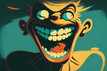 Funny monster face. Pop art retro comic book style illustration