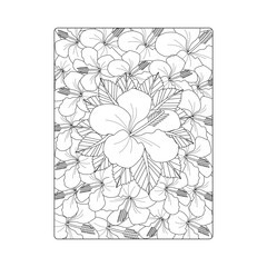 Illustration Of Hibiscus Flower Coloring page Hand Drawn Vector Sketch Line Art 