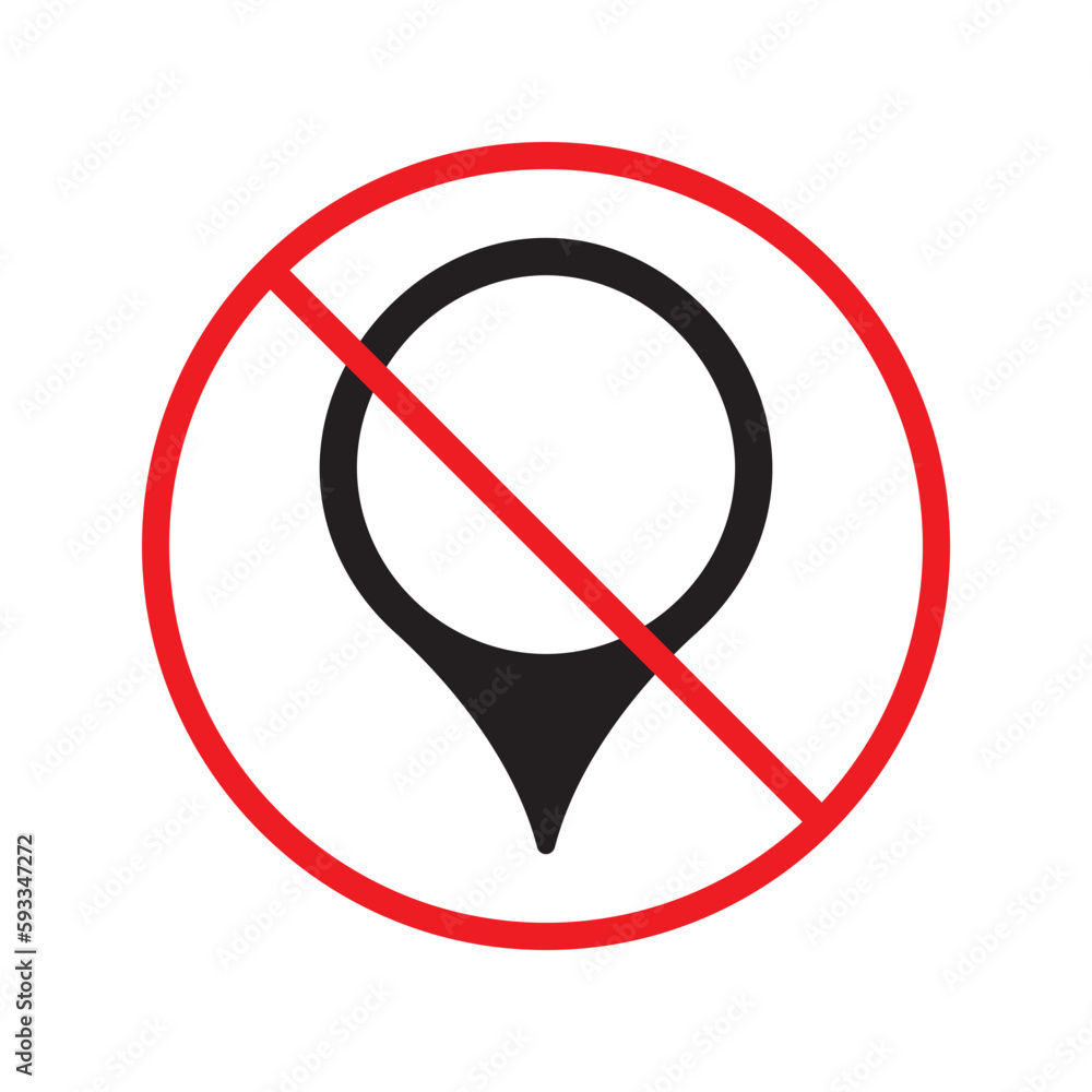 Aufkleber no location icon. forbidden geolocation icon. no navigation vector symbol. prohibited vector icon. w