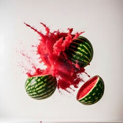 Green Watermelon Explosion. Generative AI. - 593347418