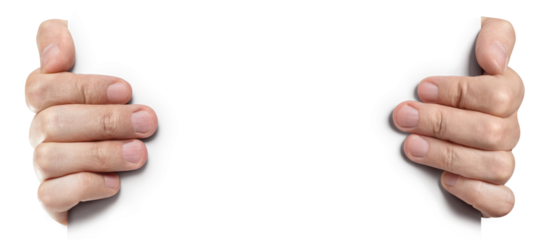 Hands holding something cut out