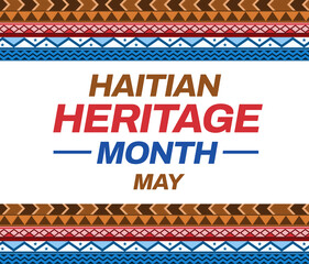 Haitian Heritage Month backdrop design in traditional style with colorful design and text. Heritage month haitian concept design