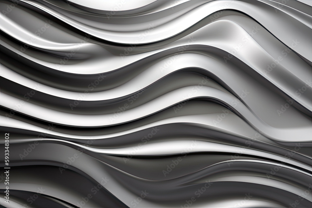 Poster glossy silver wavy texture. glowing wallpaper with abstract shapes. background with curvy shapes. ge