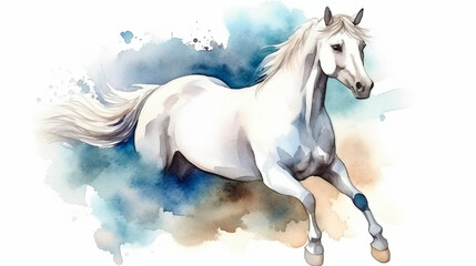 Plakat a beautiful white stallion, Genetically engineered with artificial intelligence