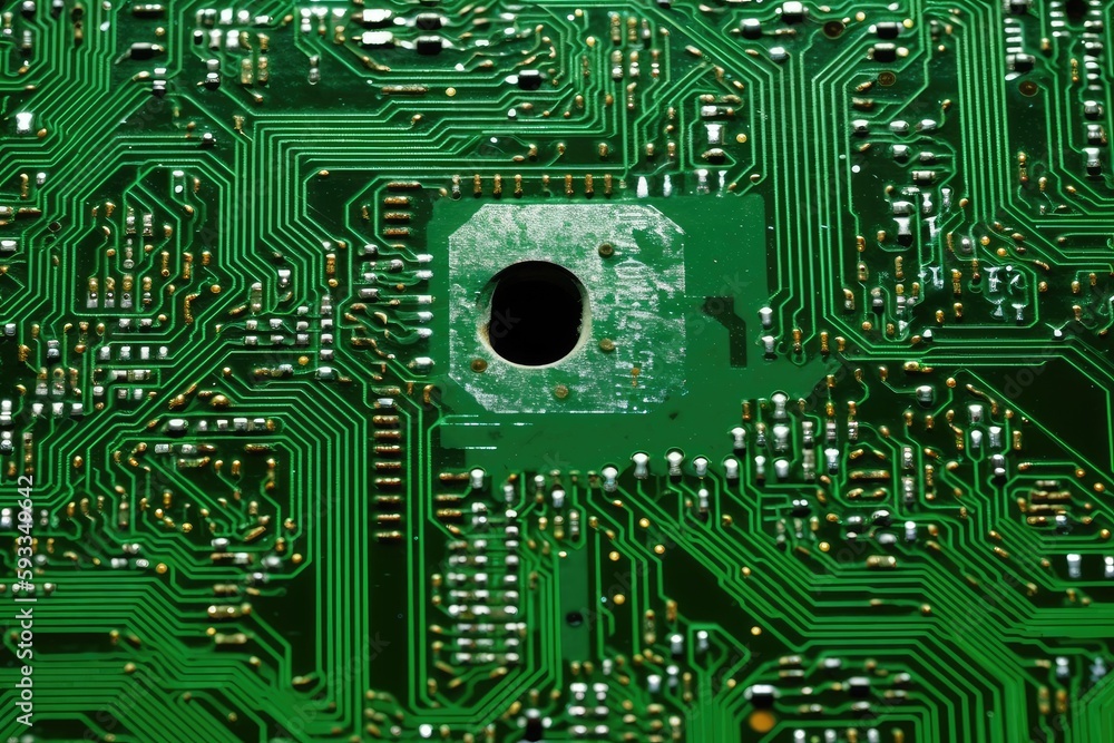Poster circuit board with a lock visible from above. generative ai