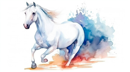 Plakat a beautiful white stallion, Genetically engineered with artificial intelligence 